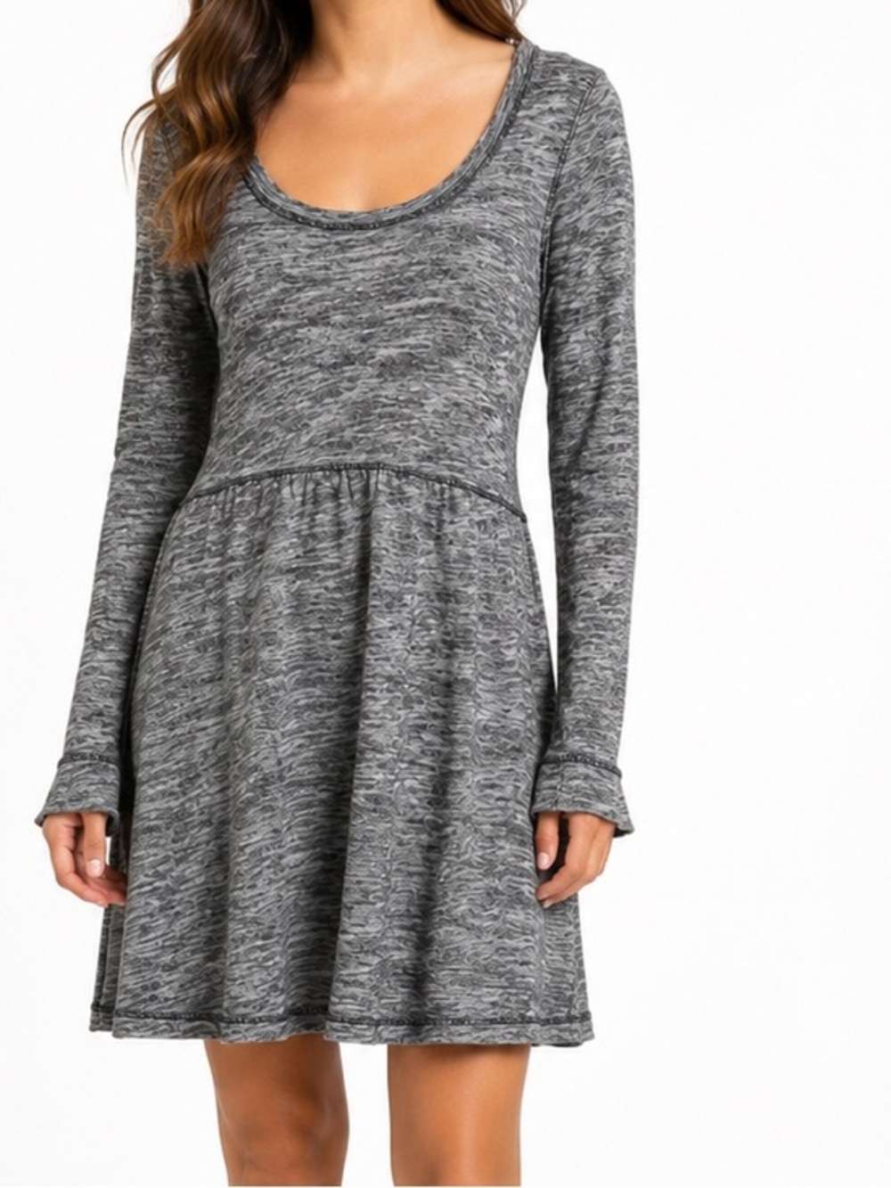 Anthropologie Saturday Sunday Gray Striped Cotton Swing Dress Large